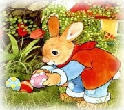 Великденският заек - крие яйца в градината