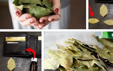 дафинов лист в портмонето за пари