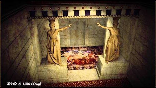 Реконструкция на откритата в Амфиполис древна гробница